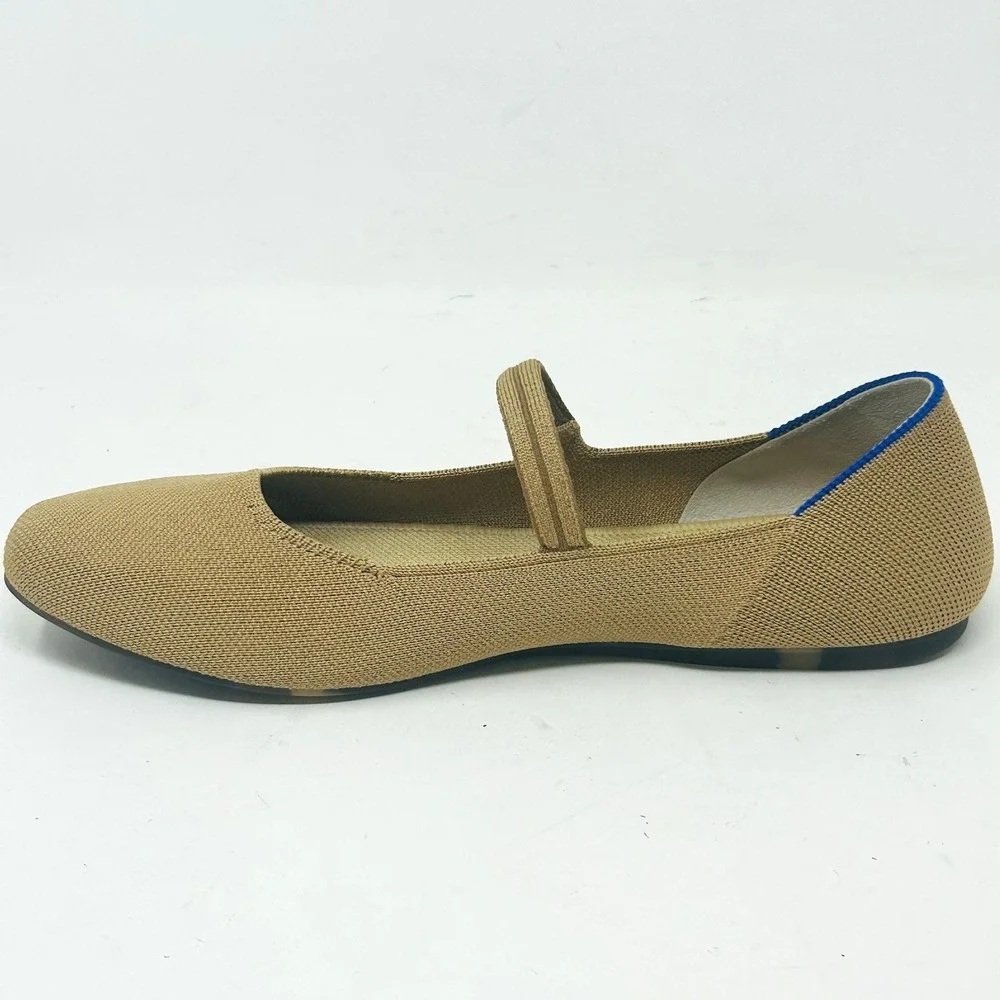 Rothy's The Square Mary Jane Ballet Flats Tan Brown 10 Neutral Minimalist
